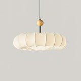 Winnie Veil Fabric Pendant Light with Wood Accents Modern Ceiling Hanging Fixture for Dining Room