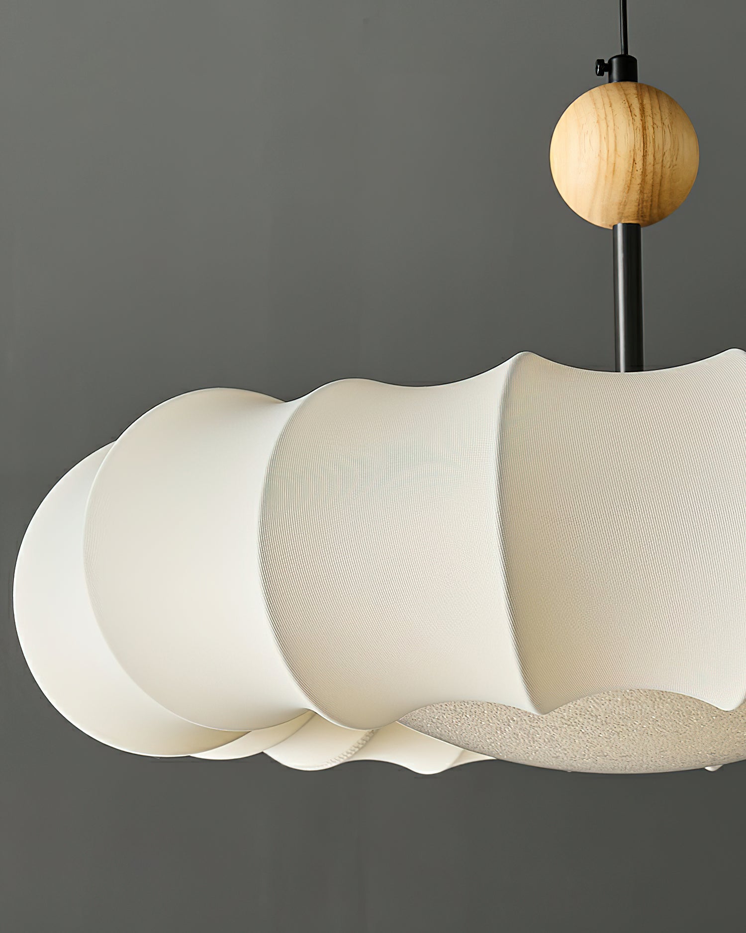 Winnie Veil Fabric Pendant Light with Wood Accents Modern Ceiling Hanging Fixture for Dining Room