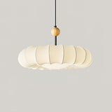 Winnie Veil Fabric Pendant Light with Wood Accents Modern Ceiling Hanging Fixture for Dining Room