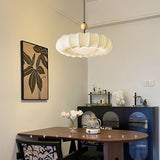 Winnie Veil Fabric Pendant Light with Wood Accents Modern Ceiling Hanging Fixture for Dining Room