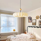 Winnie Veil Fabric Pendant Light with Wood Accents Modern Ceiling Hanging Fixture for Dining Room