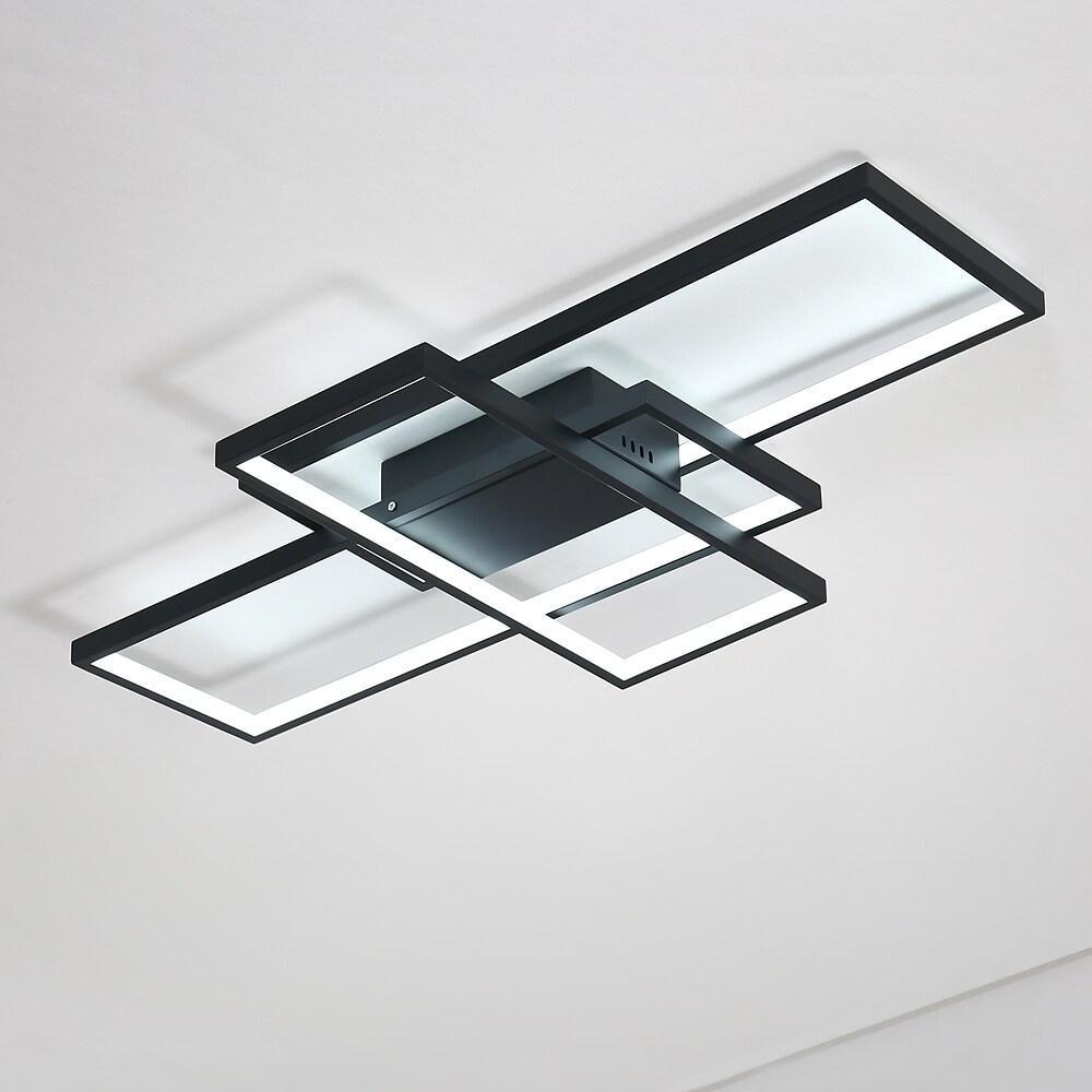 Modern Rectangular 3 Tier LED Flush Mount Ceiling Lamp Large Geometric Integrated Lighting Fixture