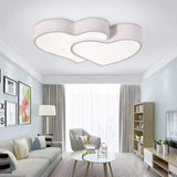 Modern Dimmable Heart Shaped LED Flush Mount Ceiling Light with Remote Control Metal Fixture