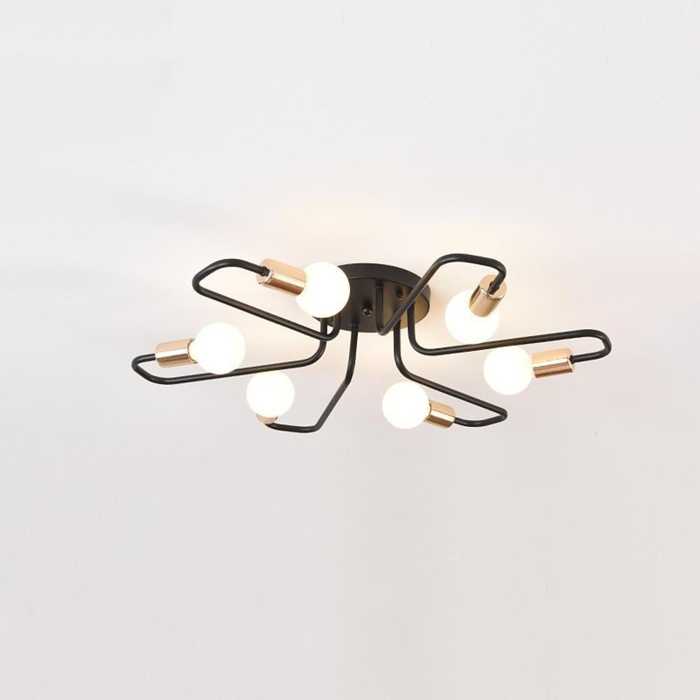 Modern 6 Light Metal Flower Shaped Flush Mount Ceiling Light for Living Room and Bedroom