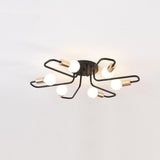 Modern 6 Light Metal Flower Shaped Flush Mount Ceiling Light for Living Room and Bedroom