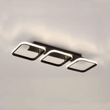 Modern Black 3 Square LED Flush Mount Ceiling Light Geometric Chandelier Fixture