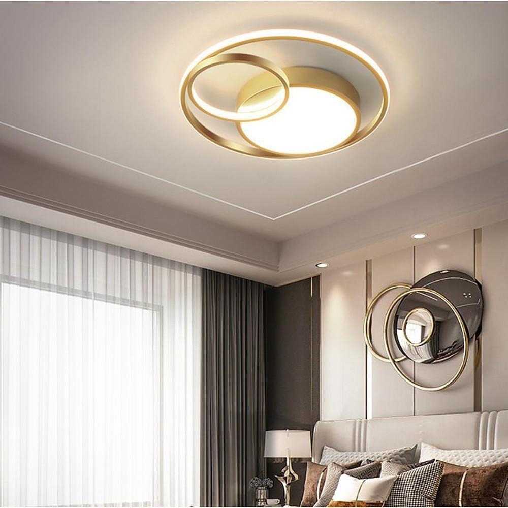 Modern 3 Ring LED Flush Mount Ceiling Light Artistic Metal Design Fixture in Matte Black