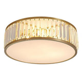 Nordic Crystal Drum LED Ceiling Light Brass Gold Flush Mount Fixture for Kitchen Living Room