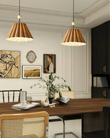 Woodland Mid Century Modern Wooden Ceiling Pendant Lamp with Parchment Diffuser