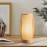 Woven Bamboo Japanese Lantern LED Table Lamp for Zen Bedroom and Living Room Decor
