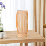 Woven Bamboo Japanese Lantern LED Table Lamp for Zen Bedroom and Living Room Decor