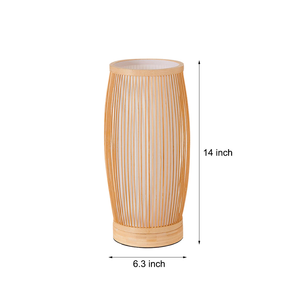 Woven Bamboo Japanese Lantern LED Table Lamp for Zen Bedroom and Living Room Decor