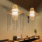 Woven Bamboo Two Cone Pendant Light Burlywood Farmhouse Hanging Chandelier for Dining Room