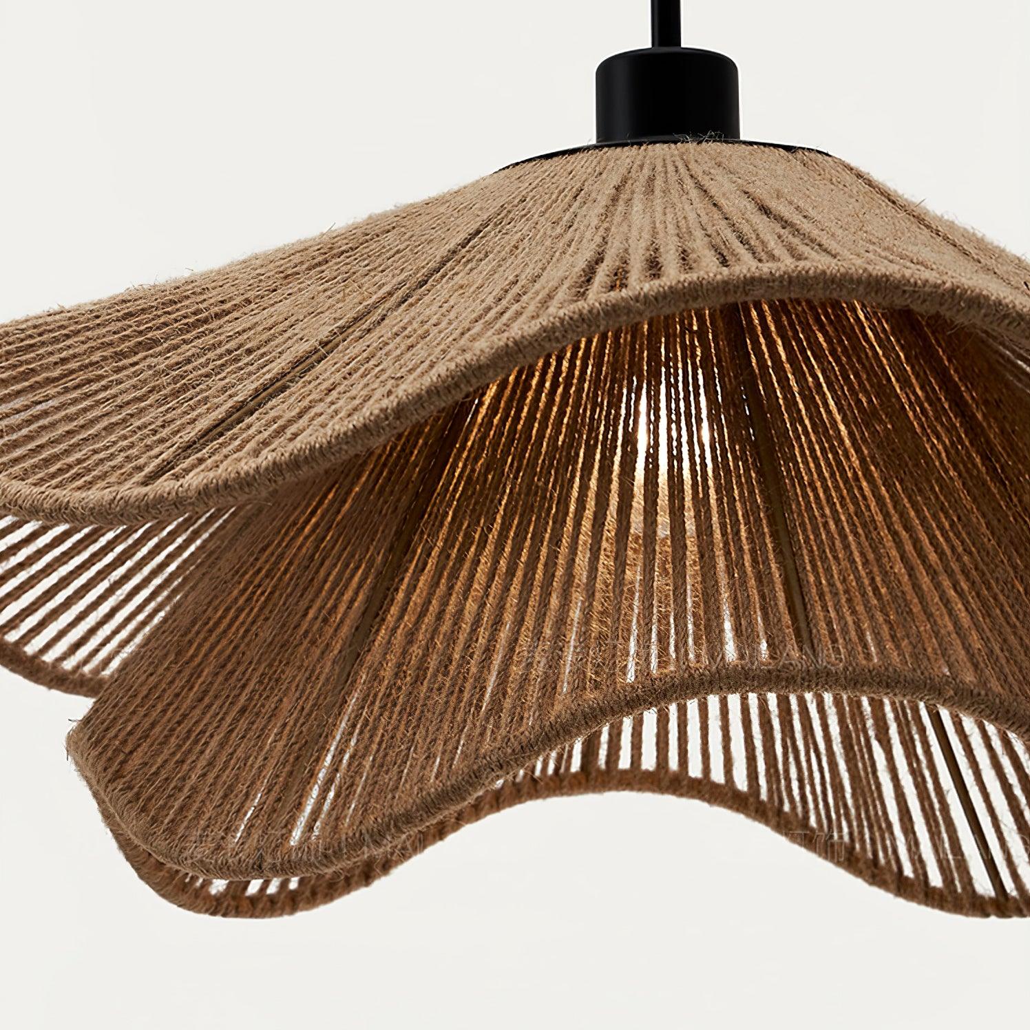 Woven Hemp Rope Straw Hat Pendant Light Natural Rustic Hanging Ceiling Lamp
