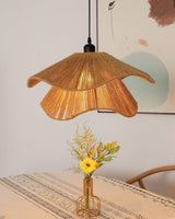 Woven Hemp Rope Straw Hat Pendant Light Natural Rustic Hanging Ceiling Lamp