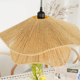 Woven Hemp Rope Straw Hat Pendant Light Natural Rustic Hanging Ceiling Lamp