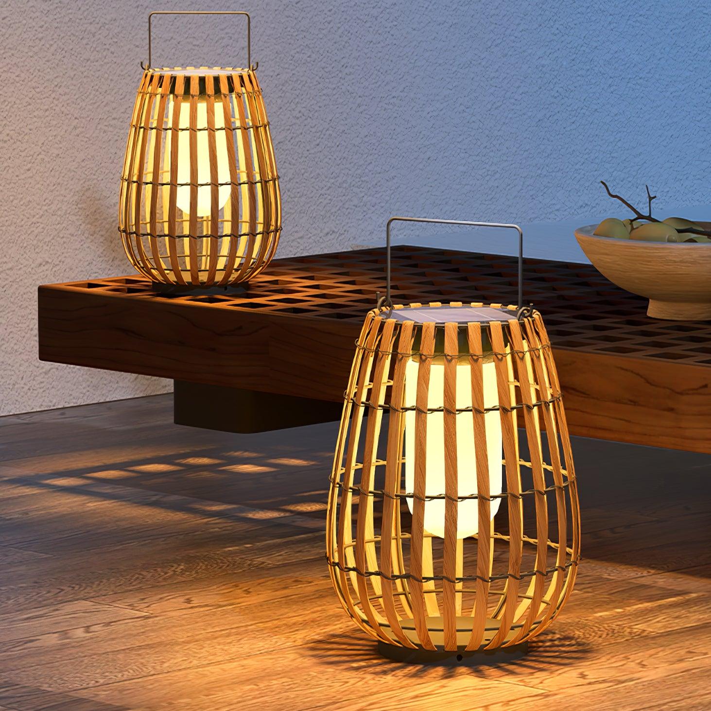 Woven Rattan Landscape Lantern Outdoor Floor Lamp IP65 Waterproof Garden Light