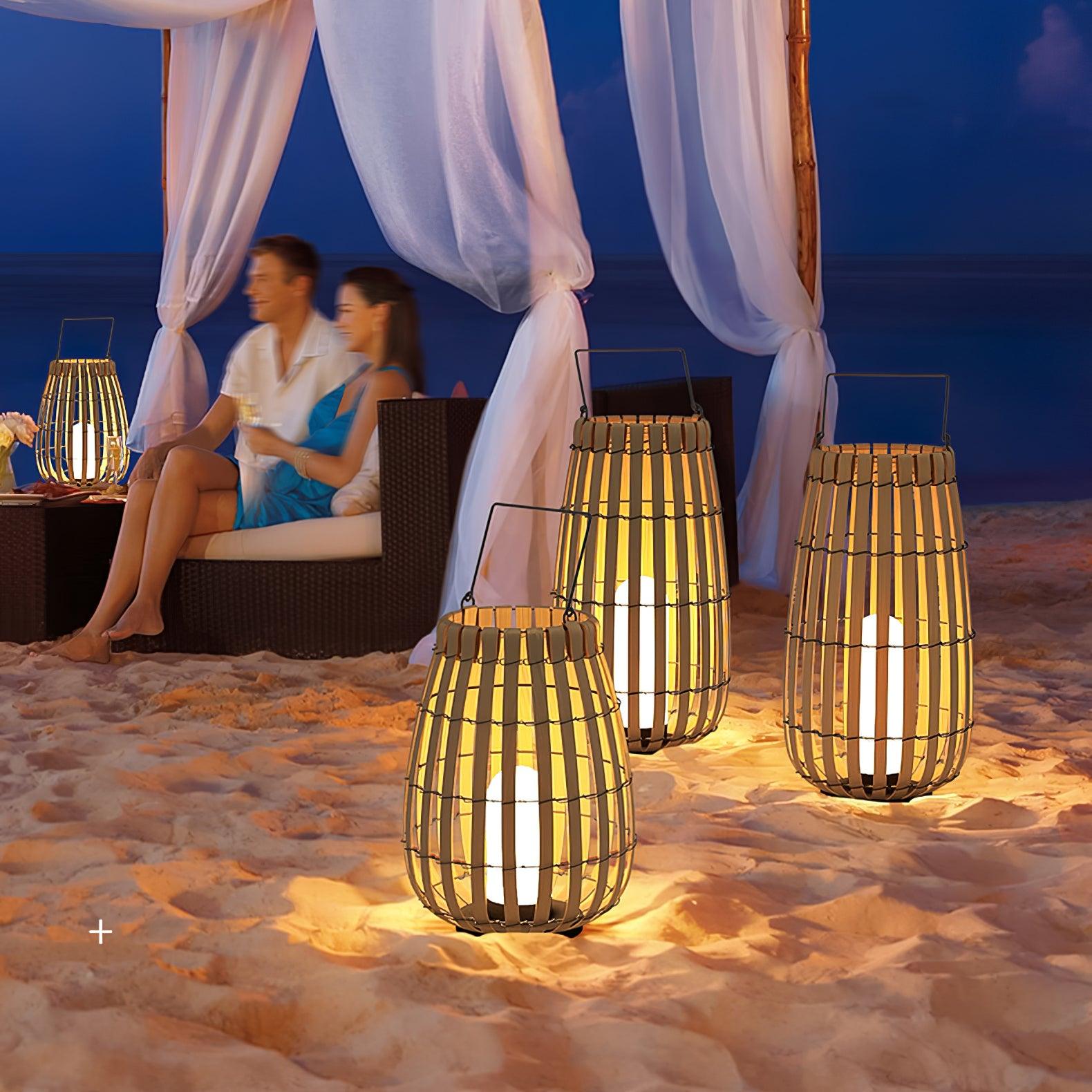 Woven Rattan Landscape Lantern Outdoor Floor Lamp IP65 Waterproof Garden Light