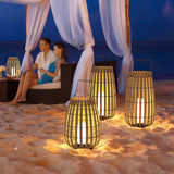 Woven Rattan Landscape Lantern Outdoor Floor Lamp IP65 Waterproof Garden Light