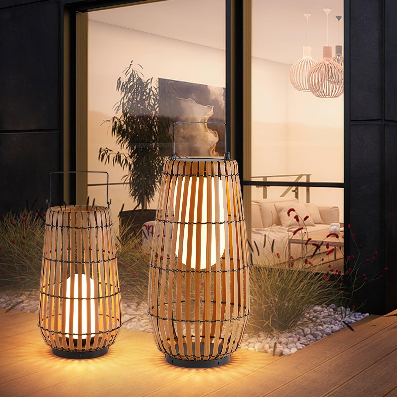 Woven Rattan Landscape Lantern Outdoor Floor Lamp IP65 Waterproof Garden Light