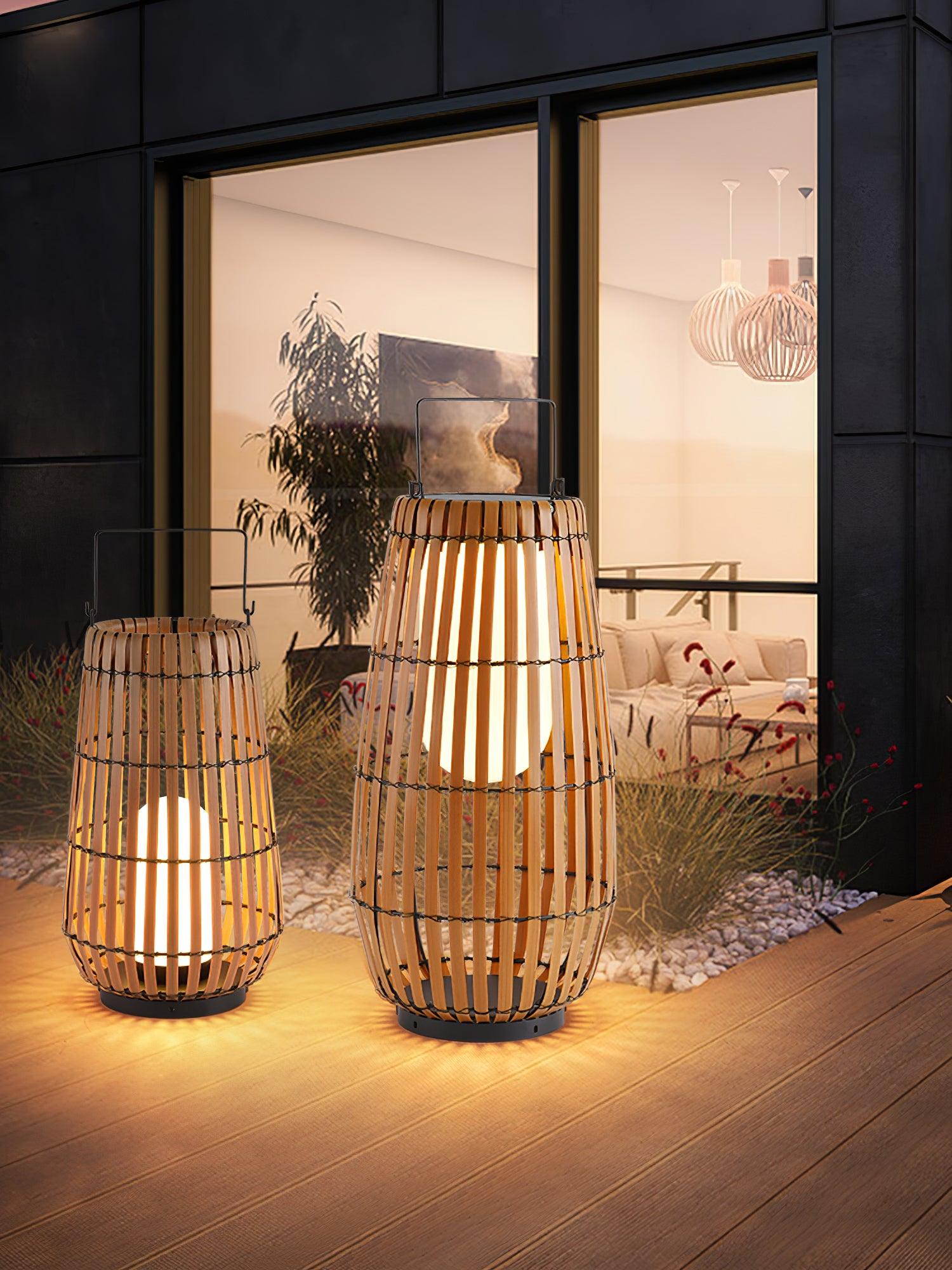 Woven Rattan Landscape Lantern Outdoor Floor Lamp IP65 Waterproof Garden Light