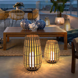 Woven Rattan Landscape Lantern Outdoor Floor Lamp IP65 Waterproof Garden Light