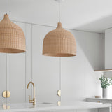 Woven Rattan Pendant Light Natural Handmade Hanging Lamp for Kitchen and Bedroom