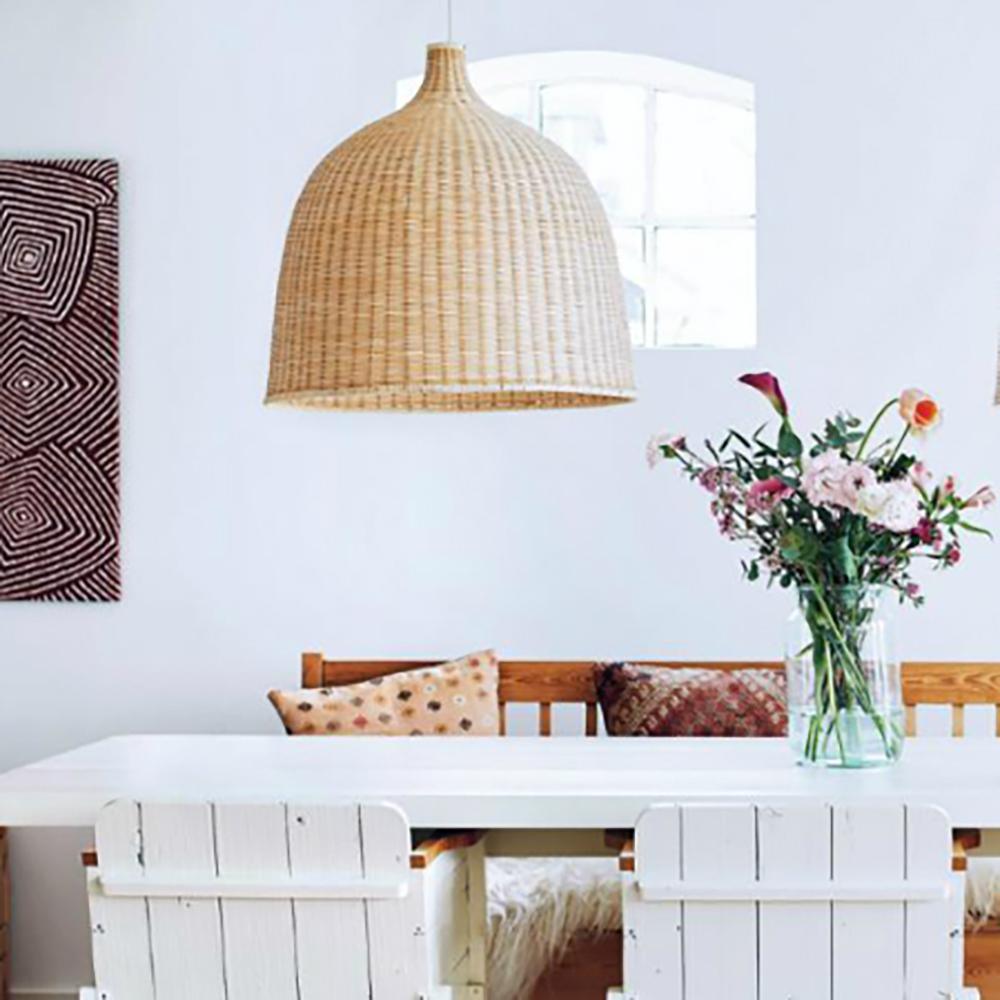 Woven Rattan Pendant Light Natural Handmade Hanging Lamp for Kitchen and Bedroom
