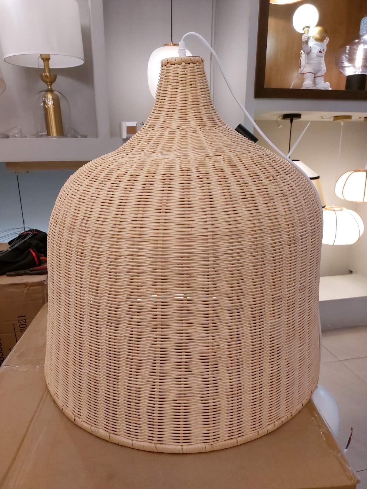 Woven Rattan Pendant Light Natural Handmade Hanging Lamp for Kitchen and Bedroom