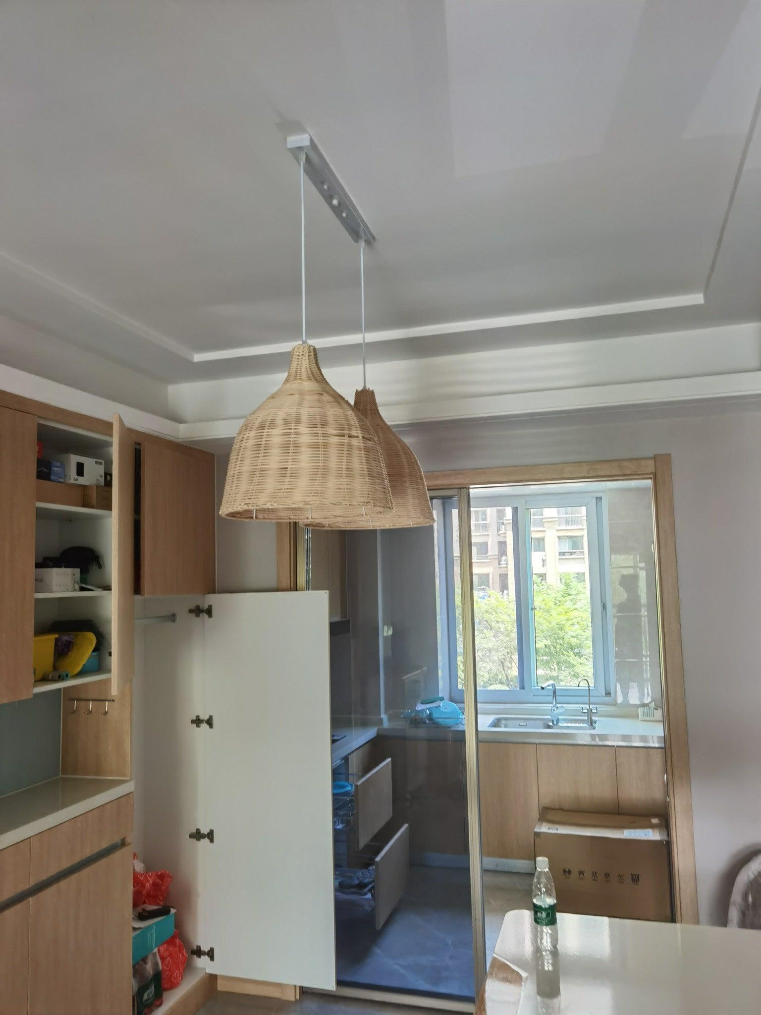 Woven Rattan Pendant Light Natural Handmade Hanging Lamp for Kitchen and Bedroom