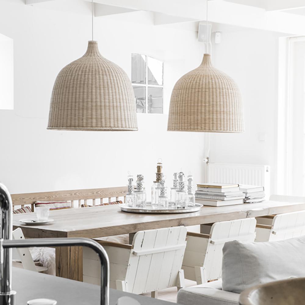 Woven Rattan Pendant Light Natural Handmade Hanging Lamp for Kitchen and Bedroom