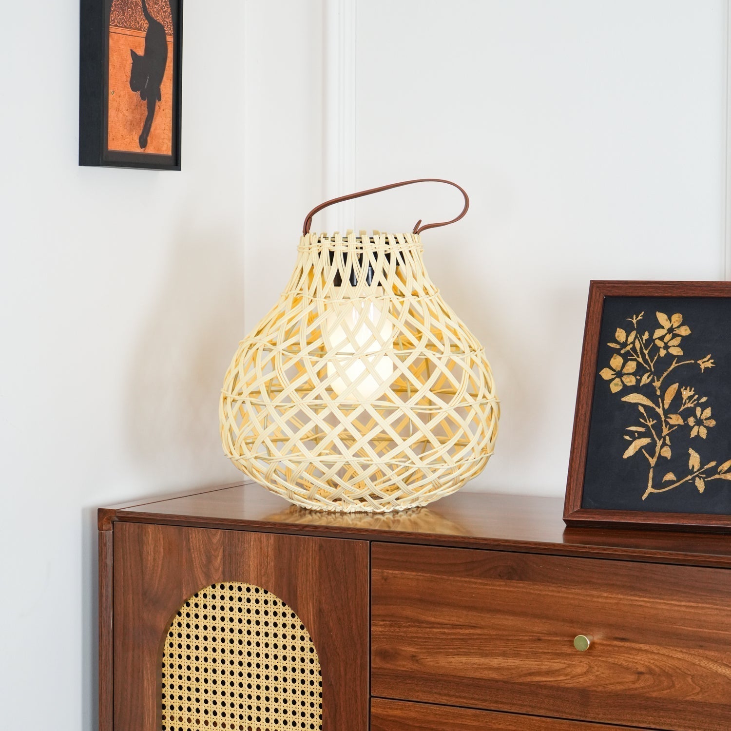 Woven Sphere Solar Lantern Decorative Outdoor Garden Lamp and Architectural Table Light