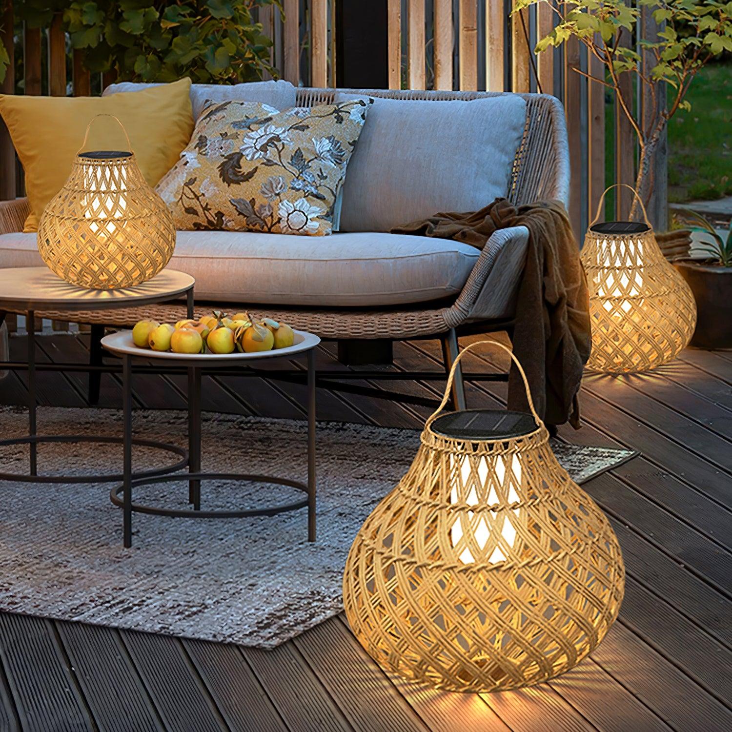Woven Sphere Solar Lantern Decorative Outdoor Garden Lamp and Architectural Table Light