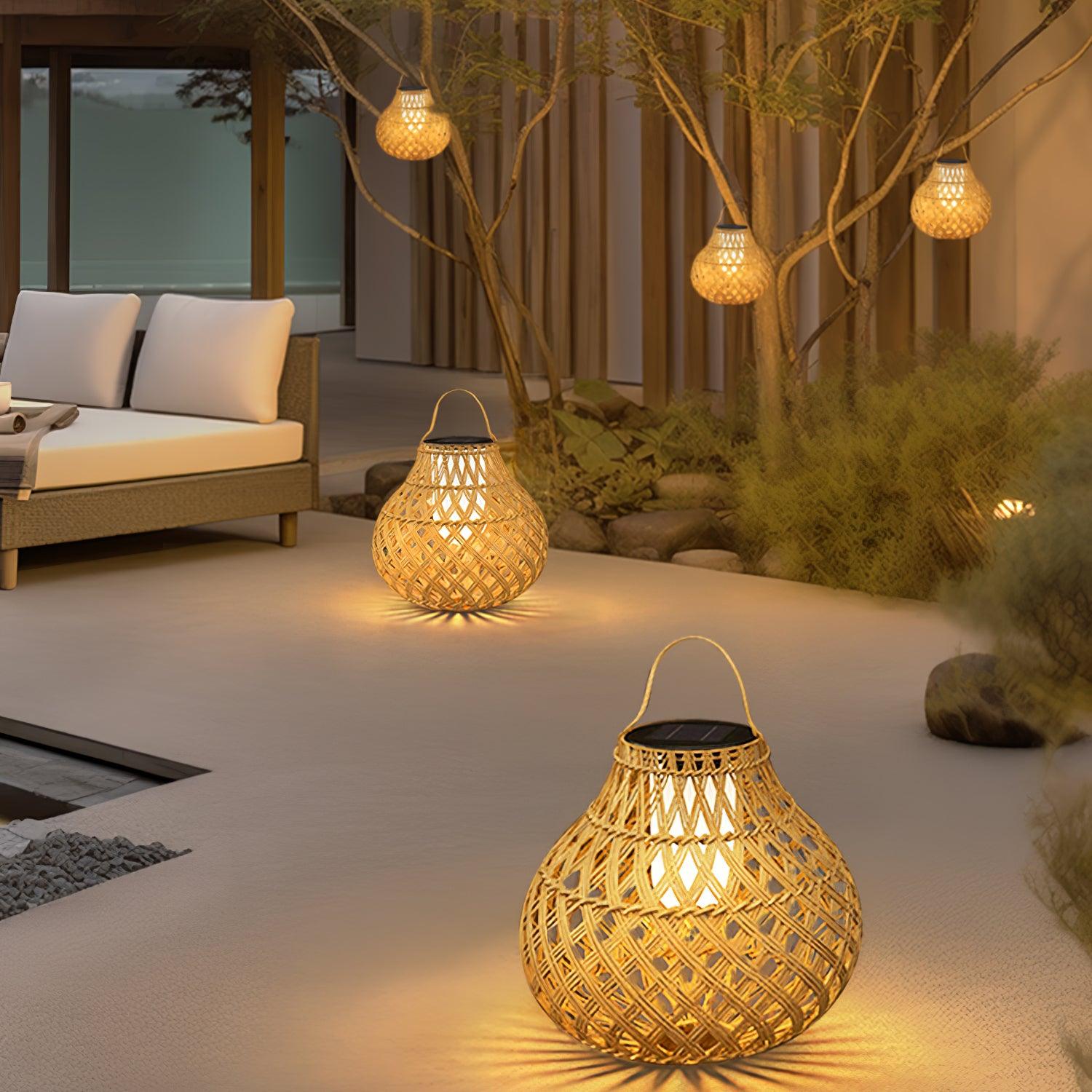 Woven Sphere Solar Lantern Decorative Outdoor Garden Lamp and Architectural Table Light