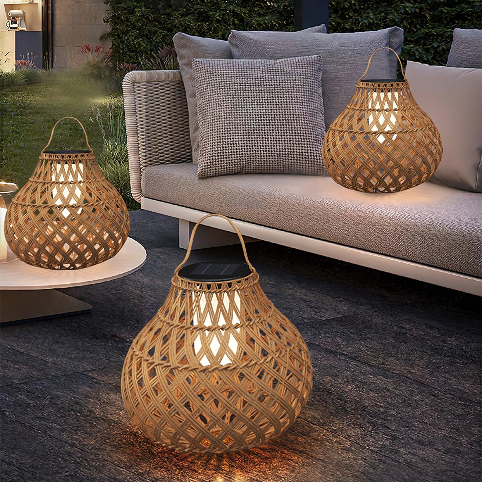 Woven Sphere Solar Lantern Decorative Outdoor Garden Lamp and Architectural Table Light
