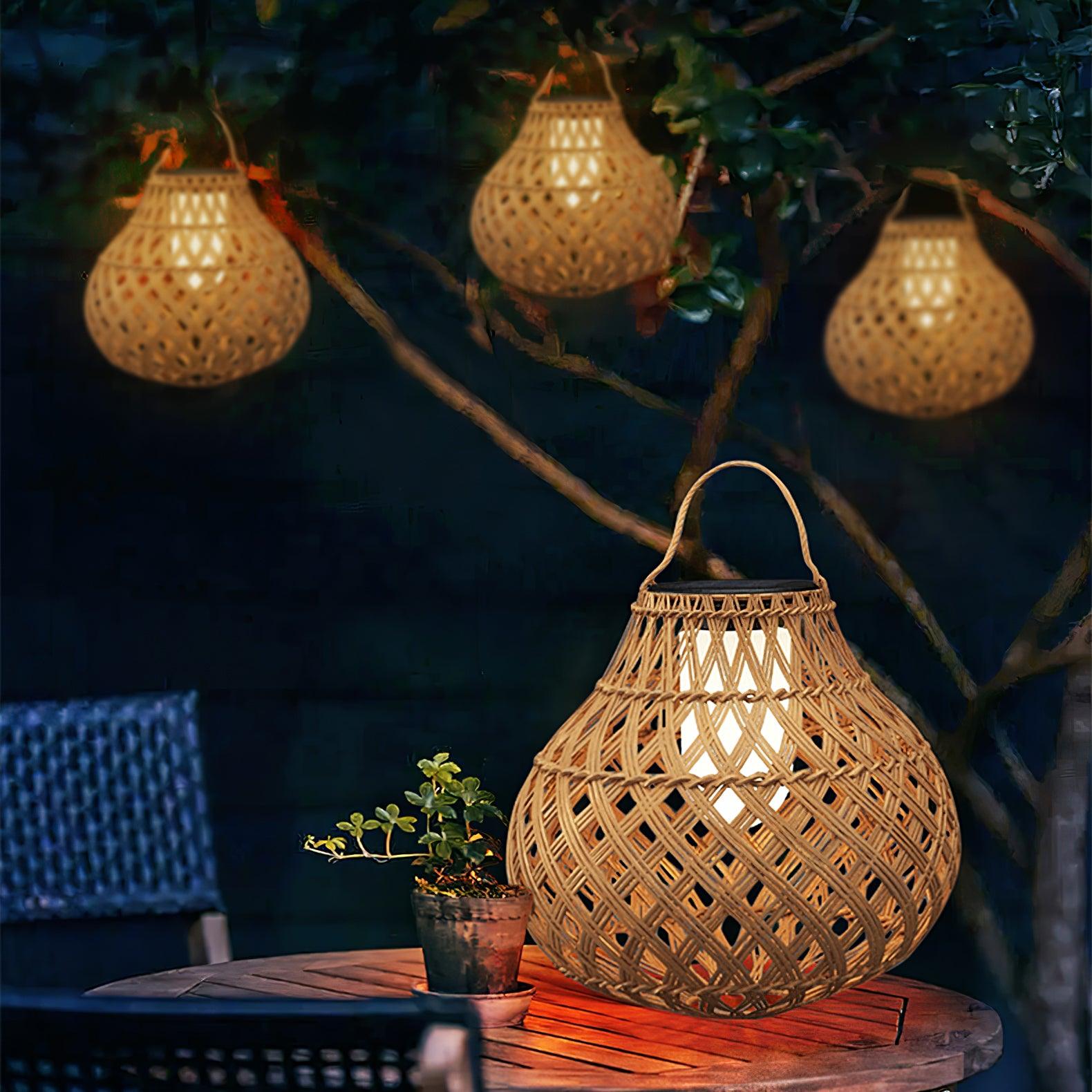 Woven Sphere Solar Lantern Decorative Outdoor Garden Lamp and Architectural Table Light
