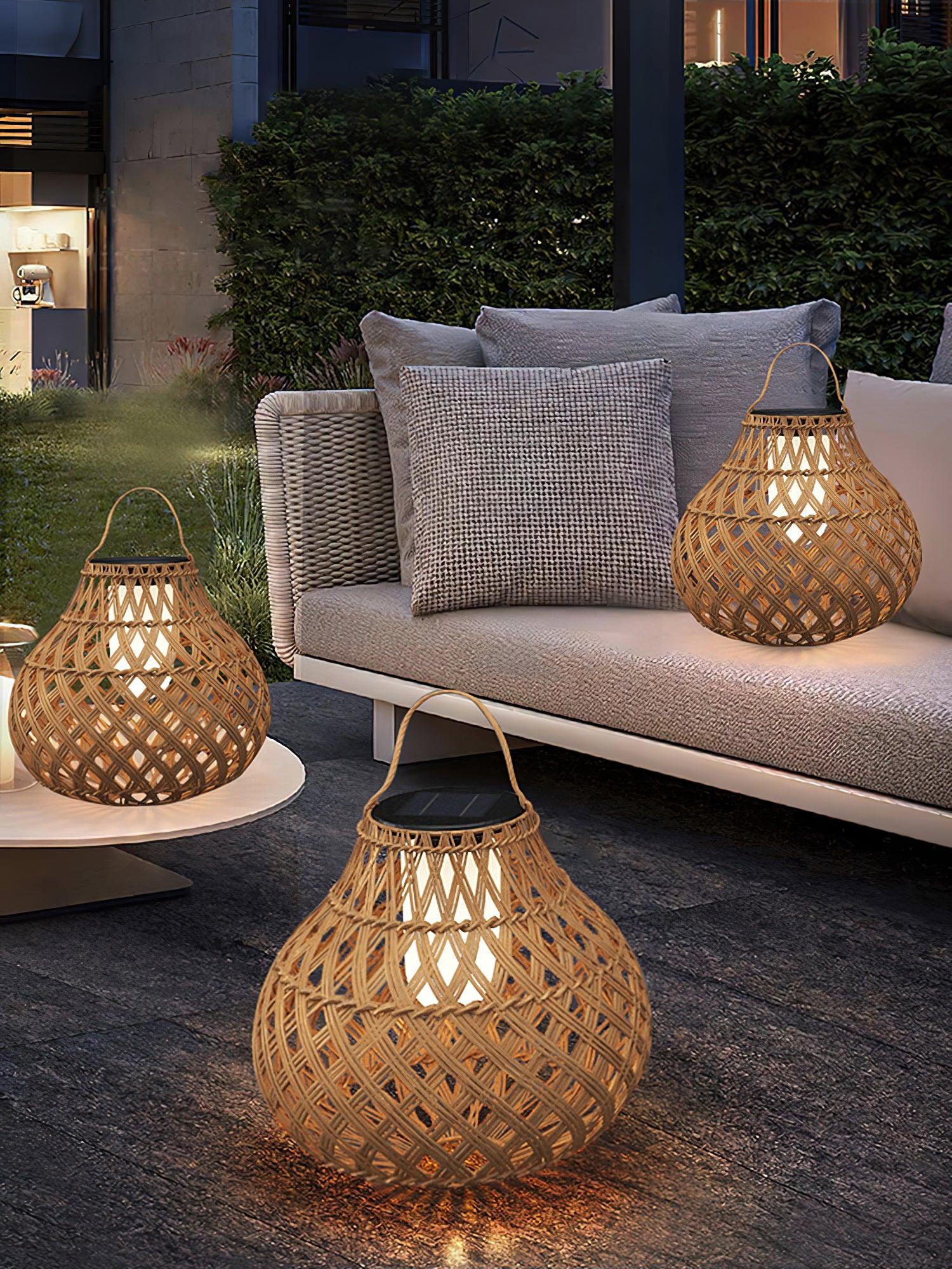 Woven Sphere Solar Lantern Decorative Outdoor Garden Lamp and Architectural Table Light