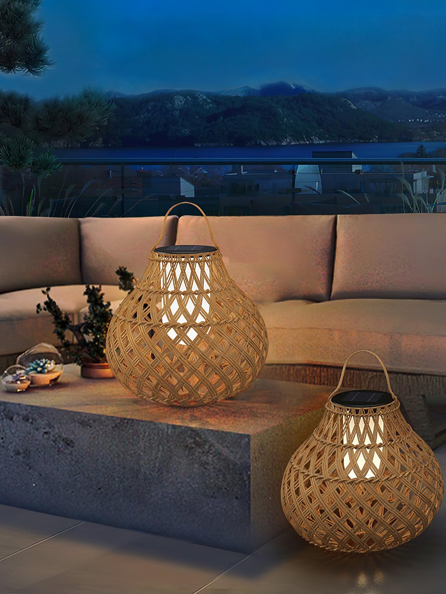 Woven Sphere Solar Lantern Decorative Outdoor Garden Lamp and Architectural Table Light