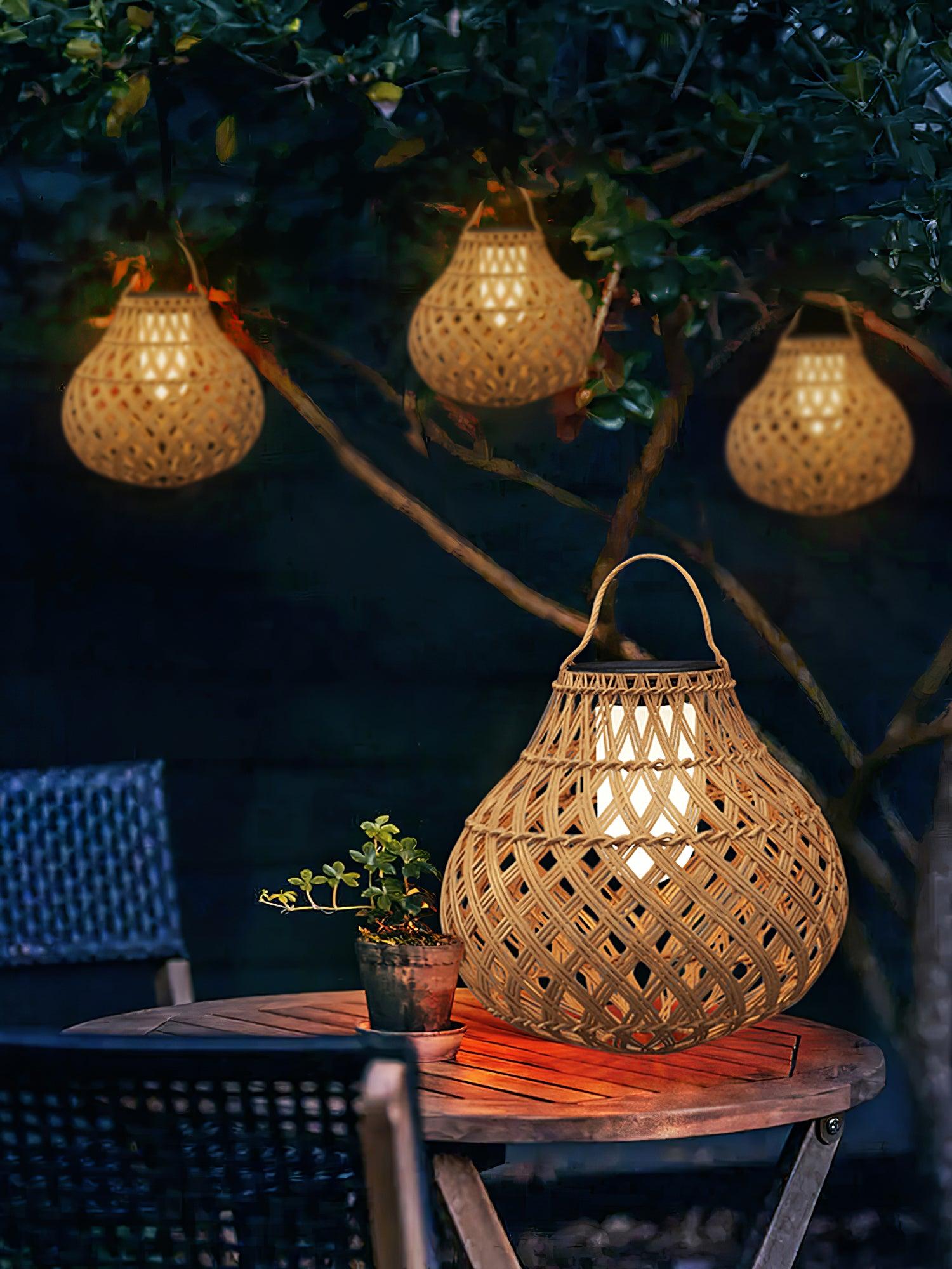 Woven Sphere Solar Lantern Decorative Outdoor Garden Lamp and Architectural Table Light