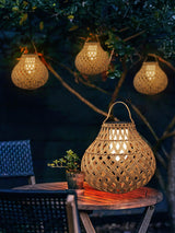 Woven Sphere Solar Lantern Decorative Outdoor Garden Lamp and Architectural Table Light