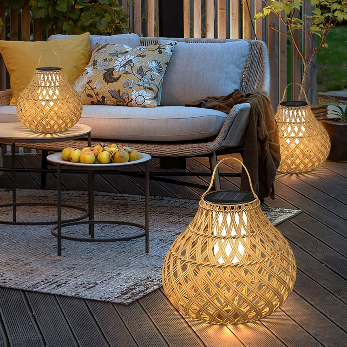 Woven Sphere Solar Lantern Decorative Outdoor Garden Lamp and Architectural Table Light
