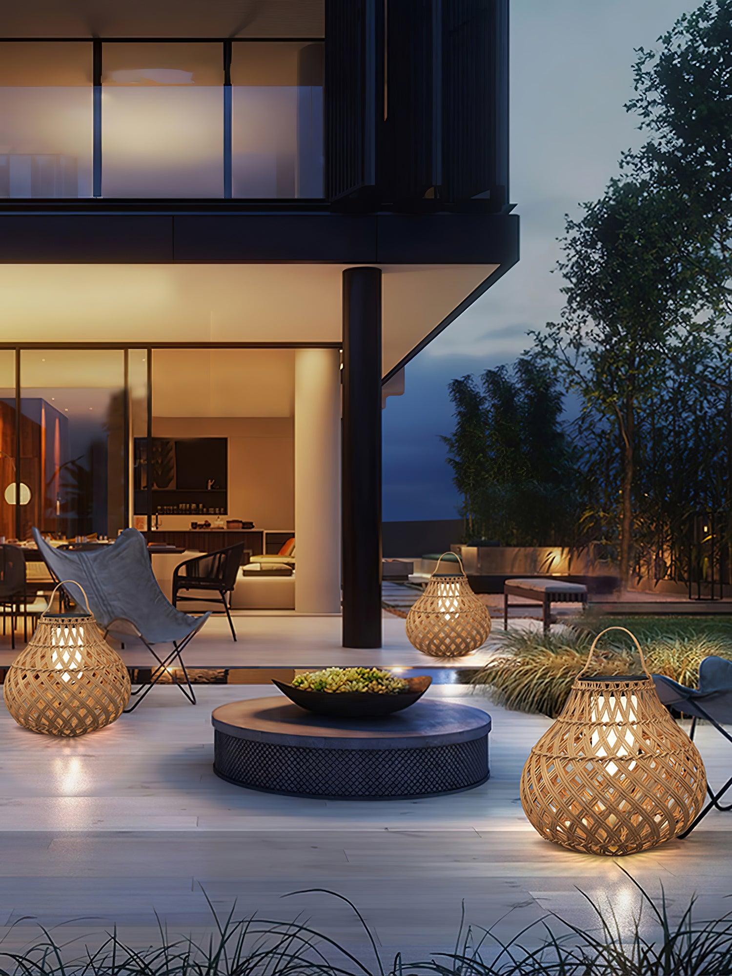 Woven Sphere Solar Lantern Decorative Outdoor Garden Lamp and Architectural Table Light