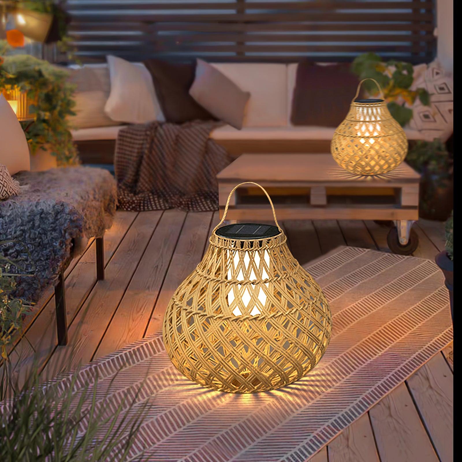 Woven Sphere Solar Lantern Decorative Outdoor Garden Lamp and Architectural Table Light