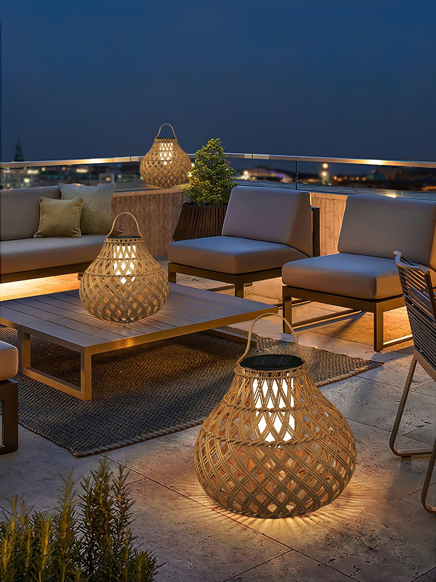 Woven Sphere Solar Lantern Decorative Outdoor Garden Lamp and Architectural Table Light
