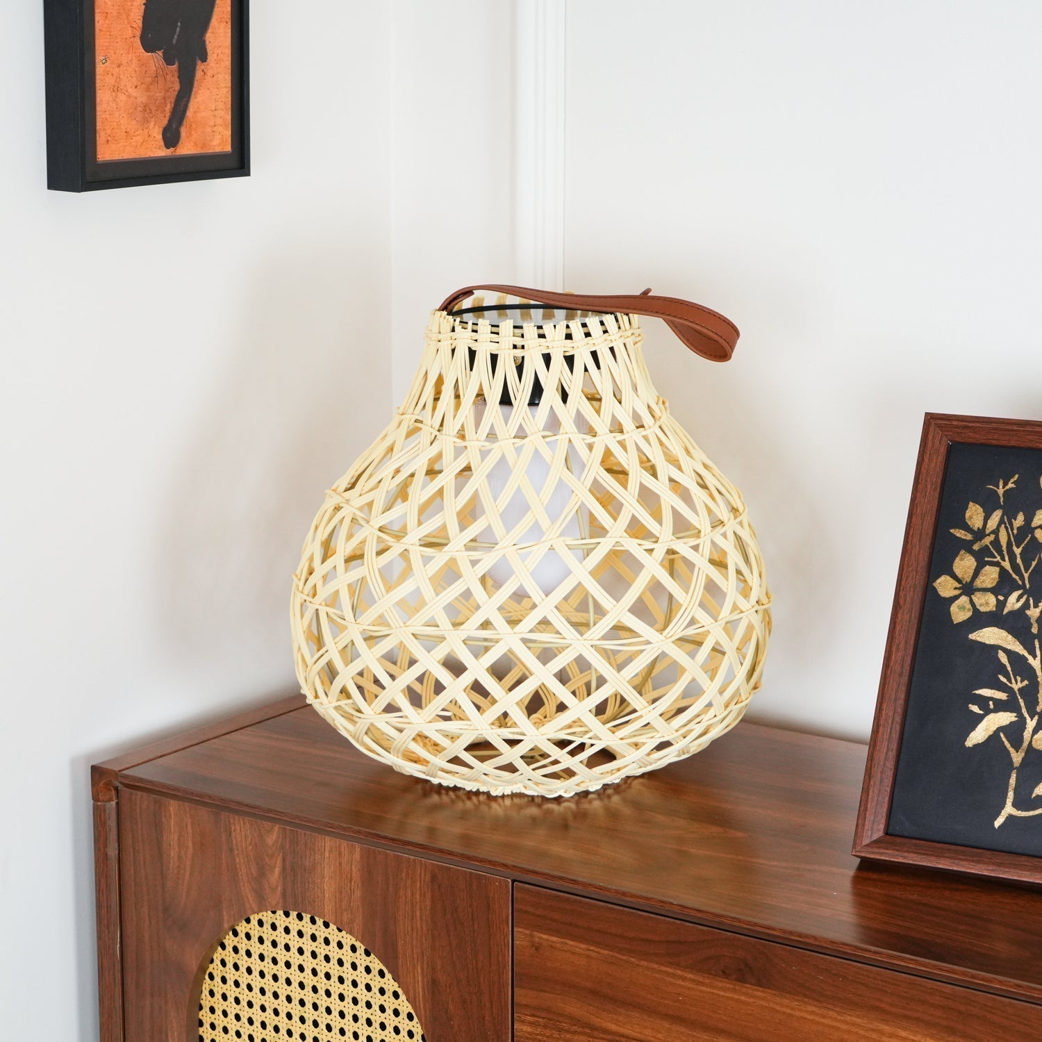 Woven Sphere Solar Lantern Decorative Outdoor Garden Lamp and Architectural Table Light