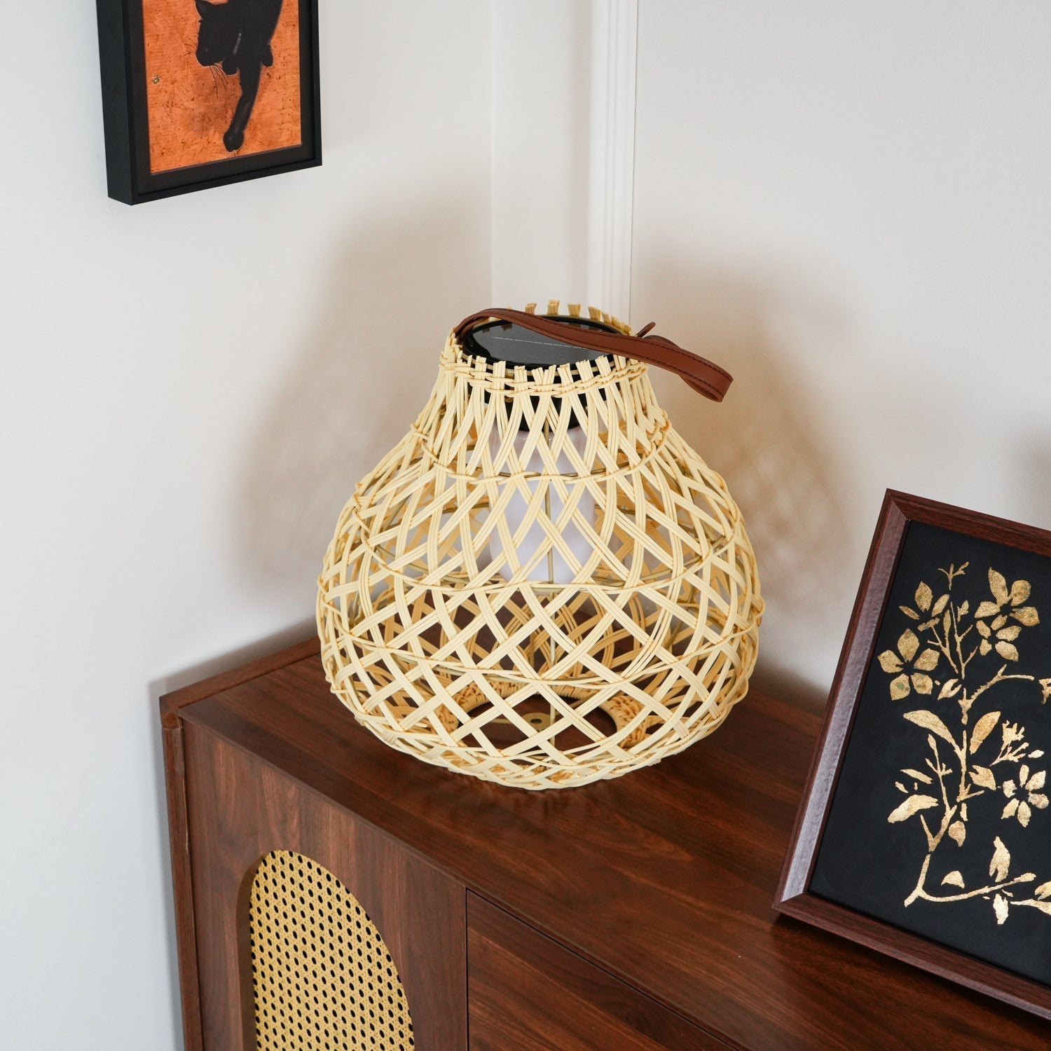 Woven Sphere Solar Lantern Decorative Outdoor Garden Lamp and Architectural Table Light
