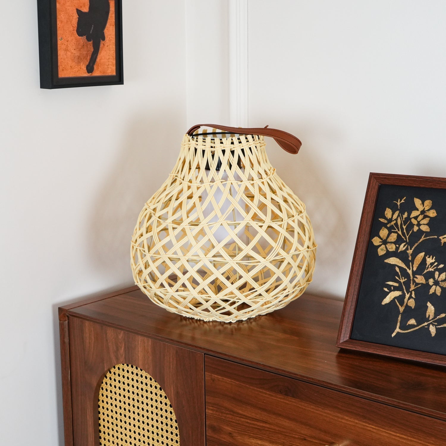Woven Sphere Solar Lantern Decorative Outdoor Garden Lamp and Architectural Table Light