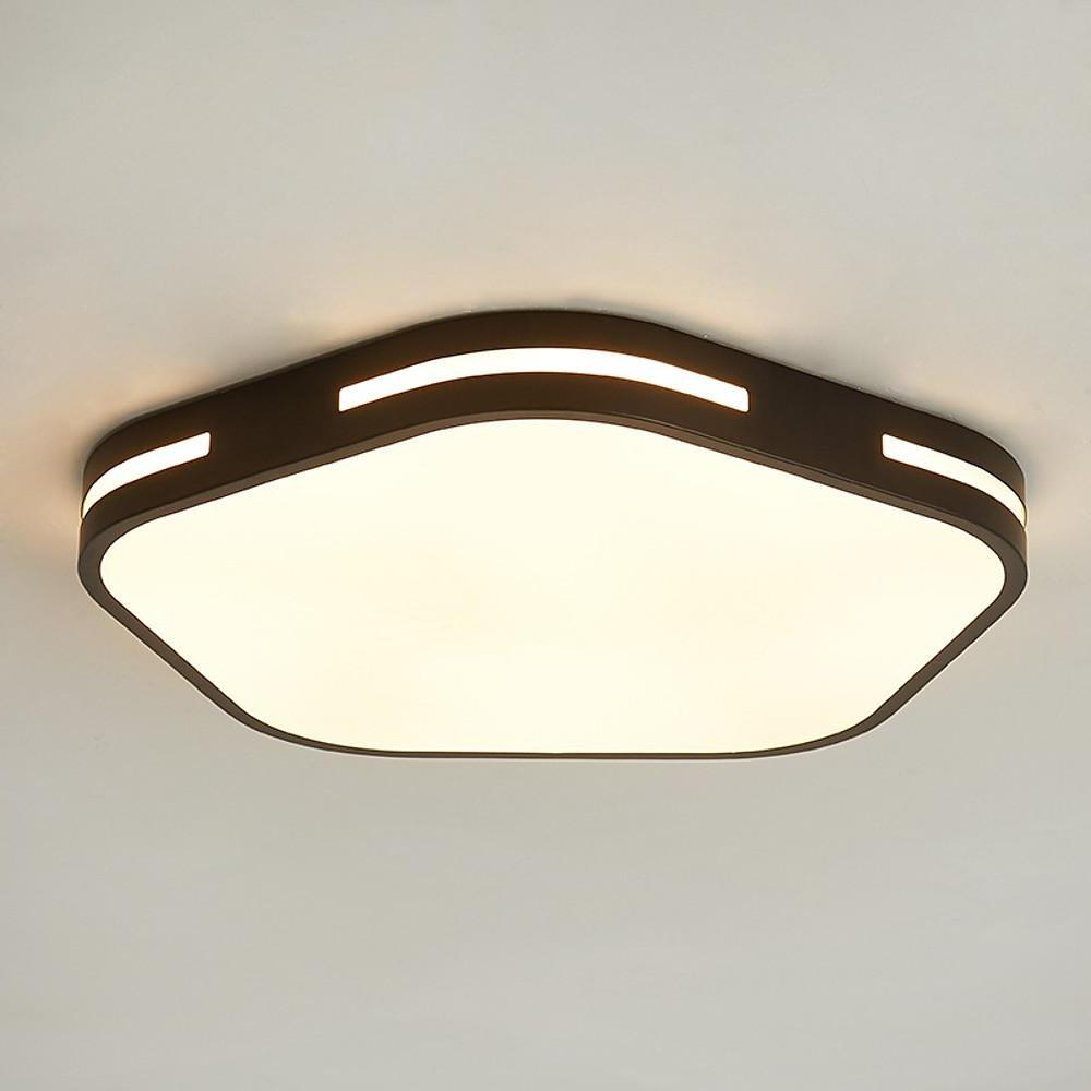 Hexagonal 15 Inch Modern LED Flush Mount Ceiling Light Fixture in Painted Metal Finish