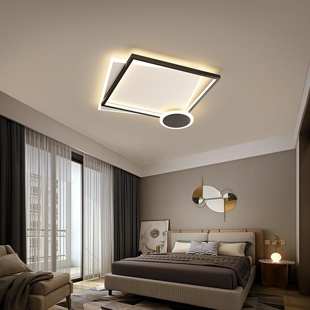 Minimalist Geometric Offset Metal LED Ceiling Light Flush Mount Fixture for Bedrooms