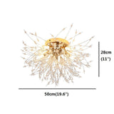 Modern 5 Light Crystal Branch Flush Mount Ceiling Light for Living Room and Bedroom